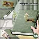 Ovesmusl Diary with Lock for Girls A5 Leather Diary for Women 260 Pages 100 GSM Refillable Journal with Lock for Teens Secrets Flower Journals with Combination Passwords, 5.7"x8.3", Green
