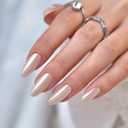 BTArtbox Press On Nails Almond - Medium Soft Gel Chrome Nails, Glue On Nails with Nail Glue, Reusable Stick On Nails in 16 Sizes - 32 Soft Gel Fake Nails Kit, Nuts Glazed