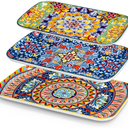 vancasso Serving Platters Set of 2, 12" Inch Rectangular Trays - Serving Platter Extra Large, Ceramic Bohemian Serving Dish for Entertaining Food, Microwave & Dishwasher Safe, Colorful