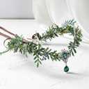 MOSTORY Flower Fairy Crown for Women - Woodland Antler Elf Crown for Renaissance Renfaire Accessories Cosplay Photo Shoot (Green)