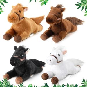 Skylety 4 Pcs Horse Plush 8 Inch Horse Stuffed Animals Cute Animals Plush Assorted Toy Brown Gifts Birthday Party Favors Supplies Decoration