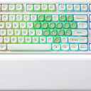 YUNZII B87 Wireless Mechanical Keyboard,QMK/VIA Programmable,TKL Layout 87 Keys,BT/2.4G/USB-C,Hot Swap Gasket Mount RGB Backlit Gaming with Wrist Rest for Win/Mac (Matcha Heart, Milk V2)
