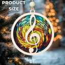 Music Lover Ornament  Acrylic Wooden Christmas Tree Keepsake for Teachers, Piano Fans, Teacher Gifts, Retro Christmas Decor, Music Notes Decoration