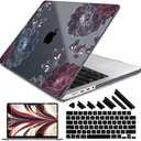 DONGKE for M4 MacBook Pro 14 inch Case 2024 2023 2021 A3112 A3401 A3185 M3 A2918 A2992 M2 A2779 M1 A2442 Pro Max with Retina XDR Display & Touch ID, Plastic Hard Shell Cover, Dahlia Flowers