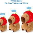 Ditucu Cute Capybara Plush Wear Strawberry Hat Soft Capibara Stuffed Animal Plushies Toys Hugging Gifts for Kids Brown 9 inch