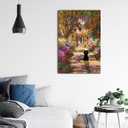 Lwwartxm Monet Garden Black Cat Poster Canvas Wall Art Vintage Famous Oil Paintings for Bathroom Home Office 12"x18" Framed