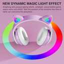 KERHAND Bluetooth Noise Cancelling Headphones for Kids,Foldable Cat Headphone with LED Light Up Ear,Cat Ear Headphones for Toddler with Microphone/TF Card,Kids Bluetooth Headphones for ipad (Purple)