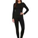 YOGINGO Women's Thermal Fleece Lined Underwear Set Long Johns Base Layer Warm Long Sleeve Shirt & Leggings for Cold Weather Black, Small