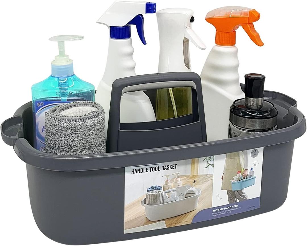 Multi-Purpose Plastic Cleaning Caddy with Handle, Shower Caddy Organizer/Storage Basket/Totes Portable for Bathroom Supplies, Cleaning Products, Under Sink Tool, Housekeepers (Grey) (1 Pack) Multi-Purpose Plastic Cleaning Caddy with Handle, Shower Caddy Organizer/Storage Basket/Totes Portable for Bathroom Supplies, Cleaning Products, Under Sink Tool, Housekeepers (Grey) (1 Pack)