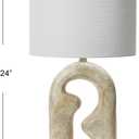 Creative Co-Op Modern Abstract Sculptural Table Lamp with Drum Shade, Distressed Natural
