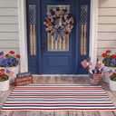 Moucuny 4th of July Outdoor Rug 23.6'' x 35.4'' 250th Anniversary Door Mat Red White Blue Striped Doormat Cotton Woven Patriotic Welcome Mats for Independence Day Porch Entryway Decor