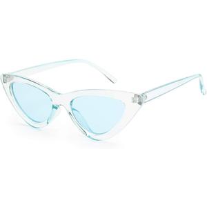 livho Retro Vintage Narrow Cat Eye Sunglasses for Women Clout Goggles Plastic Frame (Clear blue)