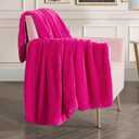 Juicy Couture Hot Pink Solid Rabbit Mink Faux Fur Throw Blanket - 50"X70" - Plush Faux Fur Blanket for Sofa or Bed