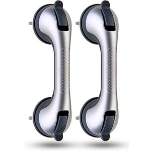 2 Pack Suction Cup Shower Grab Bars for Seniors, Heavy Duty Removable Shower Handles for Bathtubs & Showers, Bath Handrails for Elderly Assistance Products, Bathroom Safety Accessory