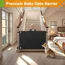 Baby Fabric Gate for Stairs Banisters - Dog and Pet Safety Barrier Gates for Stairway - No Drill Banister to Banister Baby Kids Gates for Stairs (Dark Gray, Wide 40" to 48" Height 34")