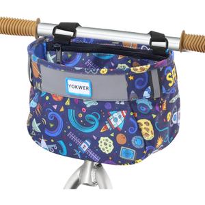 Kids Bike Basket Front for Boys Girls, Waterproof Bicycle Front Basket Handlebar Bag with Reflective Safety Straps, Easy to Install Kids Bike Scooter Accessories