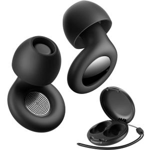 ESSAGER Ear Plugs for Sleeping Noise Cancelling, Reusable Silicone Earplugs for Sleep, Deep Focus, Travel, High-Fidelity Hearing Protection, 45-49dB Noise Reduction,Black