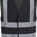 AYKRM 12 colour High visibility viz vest hi vis viz reflective work construction safety vest (XS-8XL) (Black, XXXL)