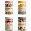 18 OZ 4Pack, Overnight Oats Jars with Lids, Glass Meal Prep Containers, Airtight Mason Jars for Breakfast, Yogurt Parfait, Salad & Smoothies, Leakproof and Reusable Food Storage Jars(4-2)