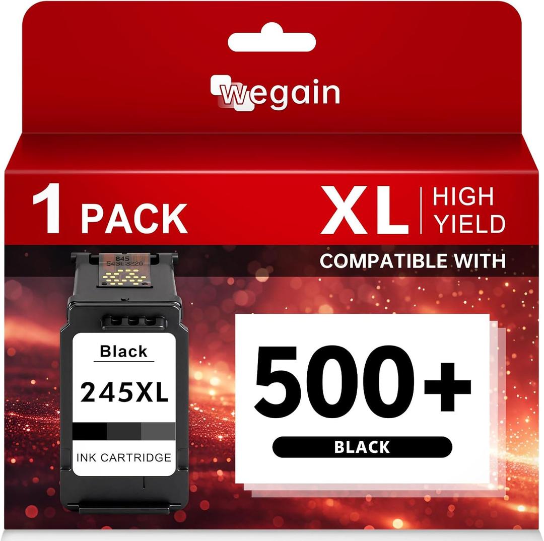 PG-245XL Black Ink Cartridge Compatible for Canon 245 246 XL PG245 CL246 245XL Ink Work with Canon PIXMA TR4520, TS3320, MG2522, MG2525, MX490, TS302 Cannon Printer (1 Black)