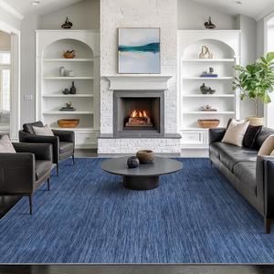 Valenrug Washable Rugs 8x10 - Non Slip 8x10 Area Rugs for Living Room, Stain Resistant Area Rugs for Bedroom, Foldable Machine Washable Area Rug(8'x10', Navy)