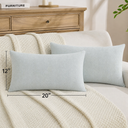Pack of 2 Chevron Chenille Throw Pillow Covers 12x20 Inch Soft Herringbone Texture Solid Decorative Lumbar Pillowcases Farmhouse Home Decor for Couch Bed Living Room, Light Blue