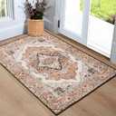 Noahas Front Door Mat Indoor Outdoor Entrance,2x3 Small Orange Area Rugs Vintage Machine Washable Rugs Non-Slip Low Pile Carpets for Entryway Porch Bathroom Kitchen Bedroom Laundry Room Home Decor