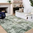 6x9 Area Rugs - Machine Washable Area Rugs for Living Room, Soft Washable Rugs 6x9, Non-Slip Washable Area Rug, Stain Resistant Abstract Low Pile Thin Washable Rug (6'x9', Green)