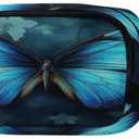 Blue Butterfly Pattern Belt Bag Sling Bags Waist Pack | waist bag with Adjustable Strap and Zipper Pockets,Double-Layer Design,Sturdy and Wear-Resistant for Travel Daily Use