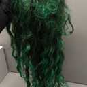 Long Curly Wavy Green Wig for Women Natural Ombre Fluffy Synthetic Hair for Costume Cosplay Halloween Party