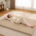 Mollydot Japanese Floor Mattress Full Size 54"x 75", Futon Mattress with Cotton Washable Cover, Roll Up 2.5" Thick Tatami Mat, Portable & Foldable Floor Bed Mattress for Guest Room Dormitory (Coffee)