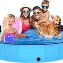 Foldable Dog Pool - 79" x 12" Anti-Slip Portable Dog Swimming Pool, Hard Plastic Collapsible Kiddie Pool for Outdoor and Indoor for Pets Dogs Cats and Kids (Blue)
