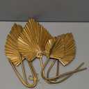 6 Pcs Pu Foam Artificial Golden Leaf Faux Palm Tropical Leaves Fake Palm Fronds for DIY Wedding Bouquets Fake Leaves for Centerpieces Arrangements Bridal Shower Leaf Stem for Party Home Decor-Gold