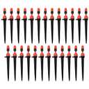 1/4" Drip Irrigation Emitters, 360 Degree Drip Sprinkler Heads, 25 Pack, Plastic, Medium Size, Micro-sprinkler Style, Barbed Fit, Locking Mechanism, Clogging Resistance