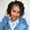 BOHOBABE Pre-twisted Passion Twist Crochet Hair 6 Inch Short Pre-looped Crochet Passion Twist Braiding Hair 8 Packs (1B) (1B(Natural Black))