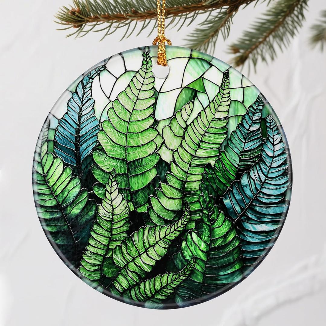 2 x Lush Fern Christmas Ornaments: Christmas Decorations for Tree & Holiday Decor  Holiday Presents, Gift Ideas for Friends, Coworker, Family, Plant Lover, Nature Lover, and Gardener