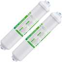 Membrane Solutions T33 Inline Water Filter, 2-Pack 1/4" Quick-Connect Replacement Cartridges for Refrigerator & Ice Maker, Post-Carbon Filter for Reverse Osmosis Systems, Push-to-Connect