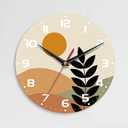Wall Clock, 10 Inch Silent Non-Ticking Home Kitchen Decor, Battery Operated for Bathroom Bedroom Living Room Office(Abstract Minimalist Botanical)