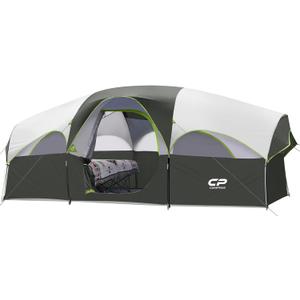 CAMPROS CP Tent 8 Person Camping Tents, Weather Resistant Family Tent, 5 Large Mesh Windows, Double Layer, Divided Curtain for Separated Room, Portable with Carry Bag (Deep Gray)
