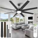 72 Inch Ceiling Fans with Lights and Remote, Outdoor Indoor Black LED Big Ceiling Fan Reversible 24db Quiet DC Motor, 6 Speed 3CCT Dimiable, Modern Ceiling Fans for Patios Living Room Farmhouse Garage (72Inch 8 Blades)