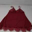 RSLOVE Women Sexy Lingerie Set 3 Piece Babydoll & Lace Kimono Robe Strap Chemise Sleepwear Mesh Nightgown (Large, Wine Red)