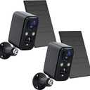 FOAOOD Security Cameras Wireless Outdoor with Solar Panel Cameras for Home Security, Home Camera with Color Night Vision, PIR Human Detection, 2-Way Talk, IP66 Waterproof, (2Packs-Black)