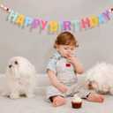 Mindsoft Felt Happy Birthday Garland Rainbow Banner Reusable Happy Birthday Sign Party Supply for Party Decor(Bright Color,Normal)