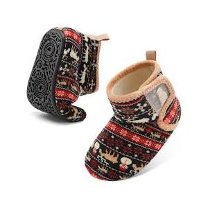 BARERUN Toddler Slippers Girls Boys House Shoes Baby Winter Booties Plush Cozy Kids House Slipper Warm Lightweight Infant Walking Shoes Socks Size21-21