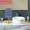Gold Hand Towel Holder Stand for Bathroom Vanity Countertop SUS304 Stainless Steel T-Shape Free Standing Towel Rack Stand Towel Bar for Bathroom Kitchen