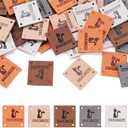 40Pcs Handmade Crochet Tags Leather Label 25mm Square Sewing Labels Hand Made Tags for Crochet Supplies Items Knitting Crafts Clothes Hats Jeans Jacket Bag