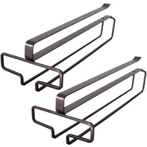 2 Wine Glasses Holder, 10 Inch Punch-free Glass Rack Holder Cabinet Storage Space-Saving for Kitchen Bar Home Wine Lovers (White) (Brown)
