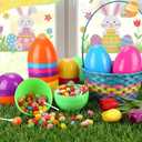 3 x 18PCS 6" Jumbo Easter Eggs, Large Empty Easter Eggs for Hunt, Colorful Giant Plastic Egg Fillable with Candy, Toys, Basket Stuffers Fillers, Easter Party Favors