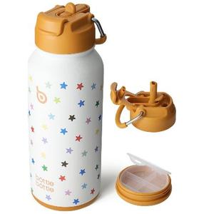BOTTLE BOTTLE 32oz Insulated Water Bottle Stainless Steel Sport Water Bottle with Straw Dual-use Lid Design for Gym with Pill Box (Stellar Pop)