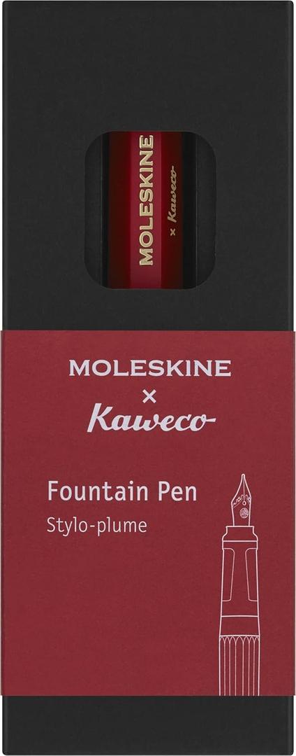 Moleskine x Kaweco, Fountain Pen, Medium Nib, Red with Blue Ink (1 Count (Pack of 1))
